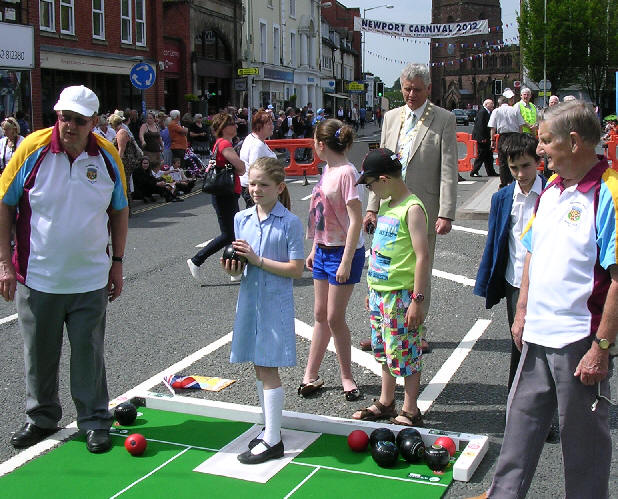 bowling mat in the street