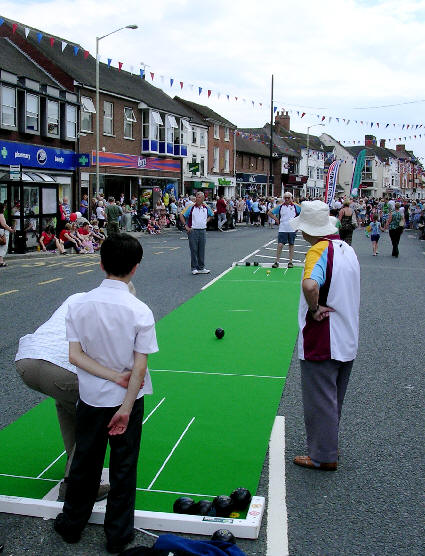 bowling mat in the street