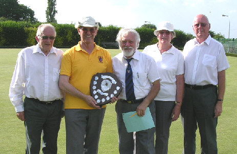 George Chambers, Peter Preston, Ruth Lowe and Rod Payne with SBCA Competition Secretary Dennis Collins (centre)